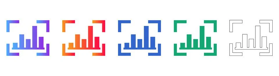 Data Framing and Selection Icon Set Stock Illustration
