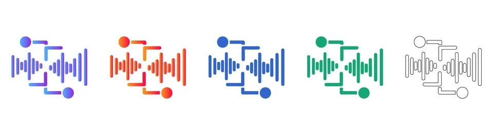 Data Frequency Waveform Icons Stock Illustration
