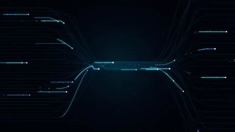 Data Funnel and Central Processing Bus Stream Motion Graphic Stock Footage 343803470