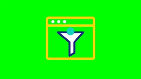 Data funnel browser window icons repeating on green background Stock Footage 345711281