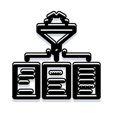 Data funnel distributing information to multiple servers 스톡 일러스트