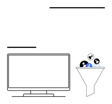 Data Funnel Filtering Information into Computer Screen for Analysis and Pro.. Stock Illustration