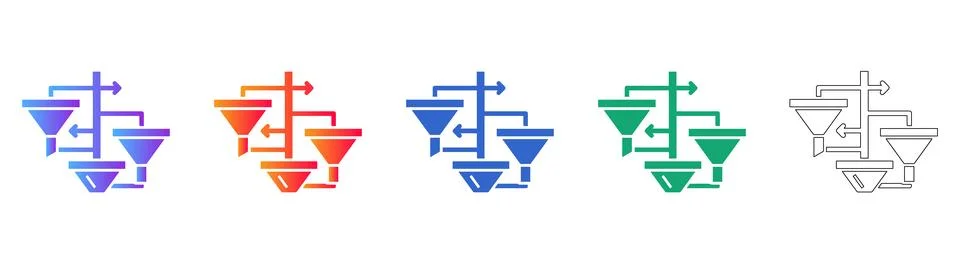 Data Funnel Process Flowchart Icons イラスト素材