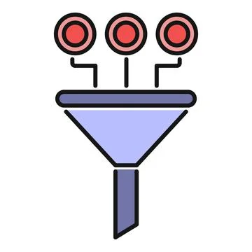Data funnel processing information for analytics icon 库存插图