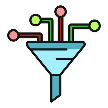 Data funnel processing information analytics filtering concept Stock Illustration
