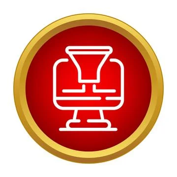 Data funnel processing information on a computer monitor icon Illustrazione stock