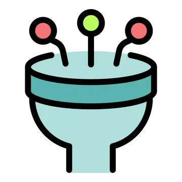 Data funnel showing information being filtered and processed Stock Illustration