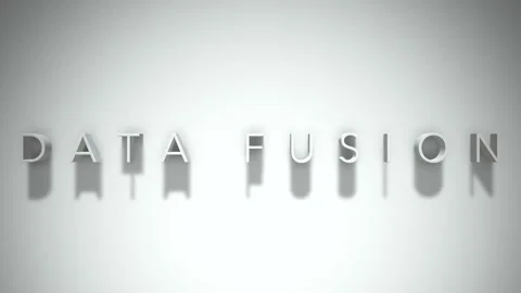Data Fusion 3D title animation with shadows on a white background Stock Footage 296521399