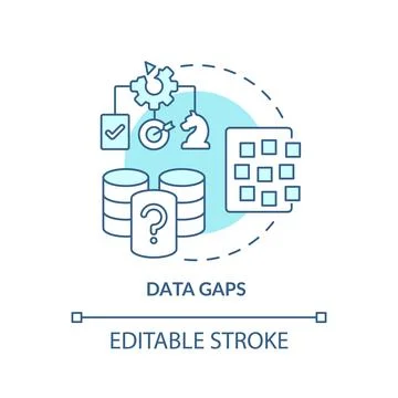 Data gaps turquoise concept icon Stock Illustration