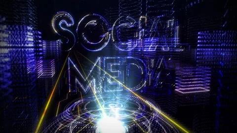 Data is Gathered to Create a Hologram. The Text Social Media is Being Projected. Stock Footage 200534561