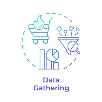 Data gathering blue gradient concept icon 스톡 일러스트