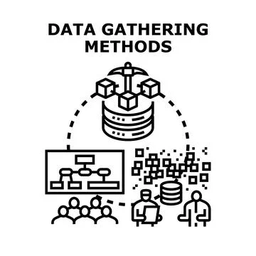 Data gathering methods for research and analysis Stock Illustration