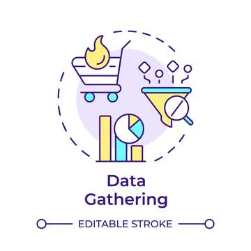 Data gathering multi color concept icon Stock Illustration