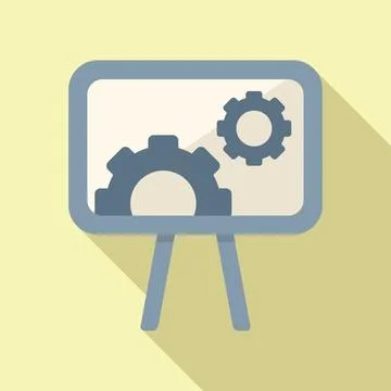 Data gear board icon flat vector. Audience content Stock Illustration