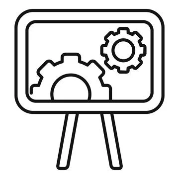 Data gear board icon outline vector. Audience content Stock Illustration