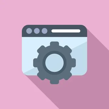Data gear website icon flat vector. Internet server Stock Illustration