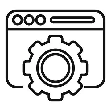 Data gear website icon outline vector. Internet server Stock Illustration