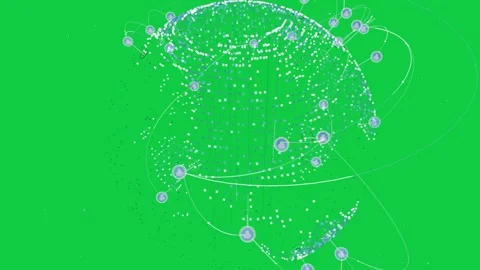 Data globe emerging rotating forming nodes pulsing links showing network on Stock Footage 337127223