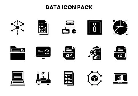 Data Glyph Design Icons Pack 스톡 일러스트