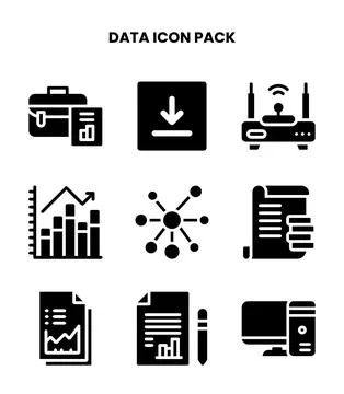 Data Glyph Graphics Icons Pack 库存插图