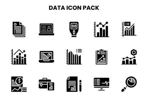 Data Glyph Icons Pack Stock Illustration