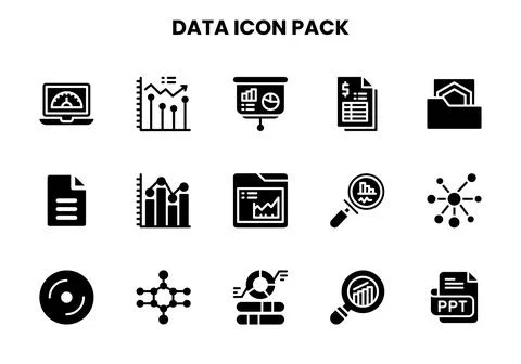 Data Glyph UI Icons Pack Stock Illustration