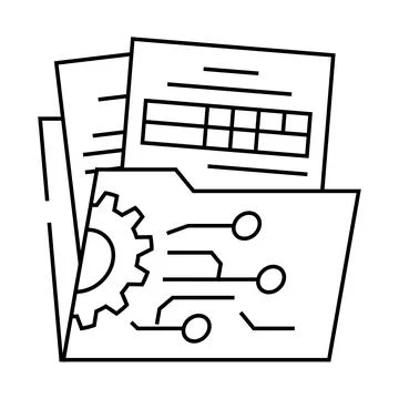Data governance business process line icon vector illustration Stock Illustration