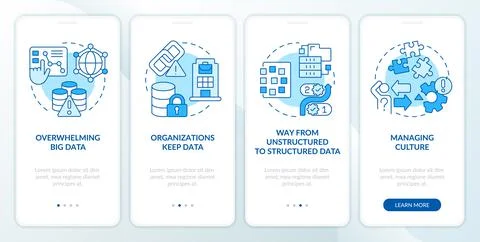 Data governance challenges blue onboarding mobile app screen イラスト素材