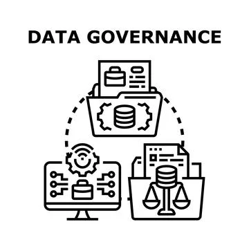 Data governance concept managing information security and compliance Illustrazione stock