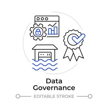 Data governance duotone line art concept icon Stock Illustration