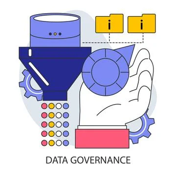 Data governance. Information oversight and regulation. Hand holding Stock Illustration
