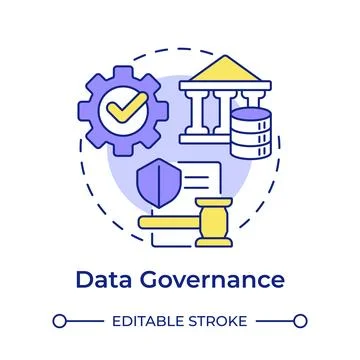 Data governance multi color concept icon Stock Illustration