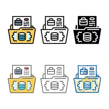 Data governance variants business process color icon vector Illustrazione stock