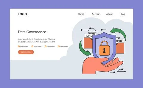 Data governance web or landing. Information oversight. Strategic Stock Illustration