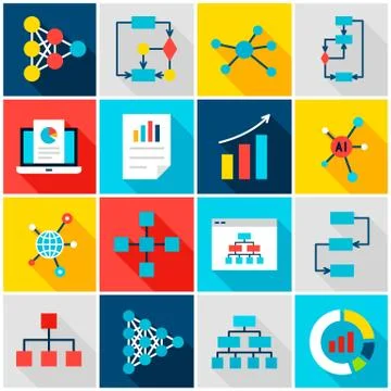 Data Graph Colorful Icons Stock Illustration
