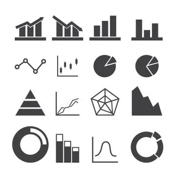Data graph icon set Stock Illustration