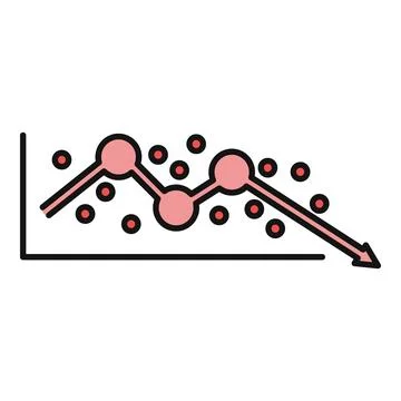 Data graph showing decreasing market trend and decline Stockillustratie