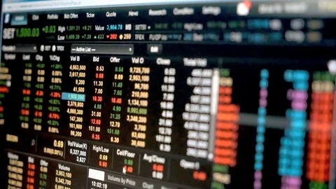 Data graph of stock market financial chart, Stock market data on LED display Stock Footage 80250102