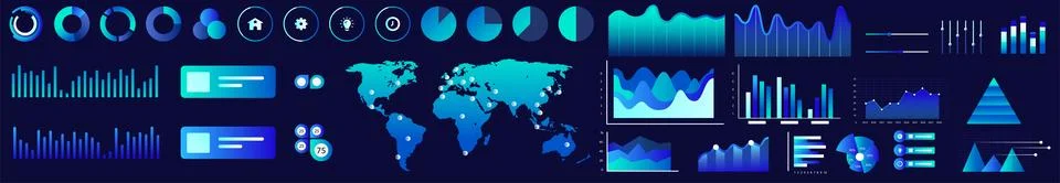 Data graphs, charts, diagrams set Illustrazione stock