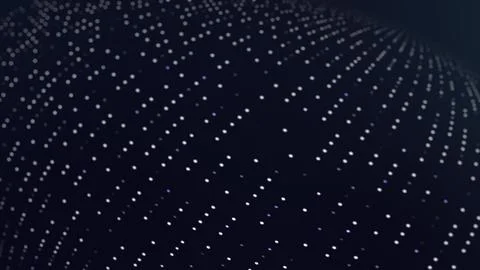 Data grid background with waving field of tiny white dots Stock Illustration