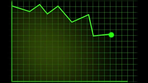 Data grid featuring green line graph with downward movement, ideal for show.. Stock Footage 321585975