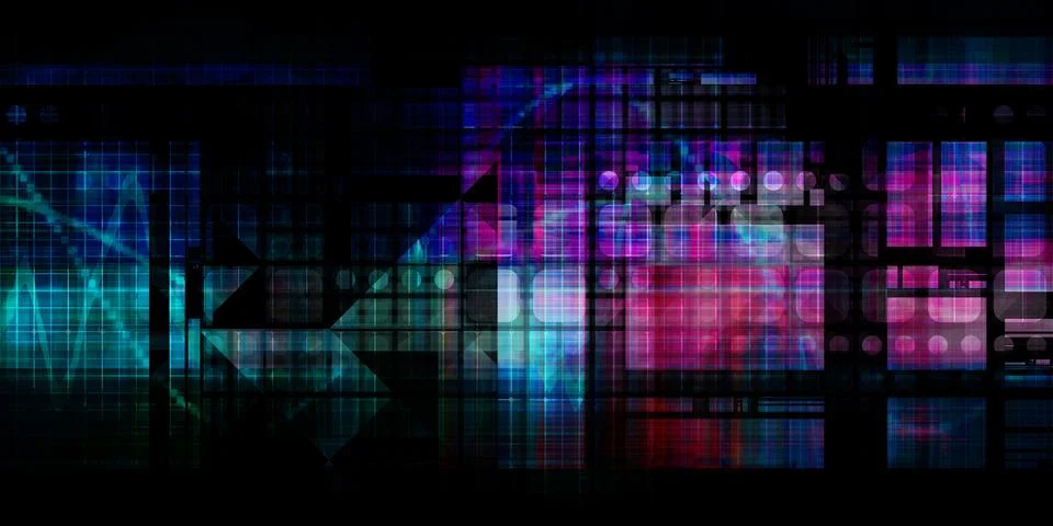 Data Grid Innovation and Information Processing Future Illustrazione stock
