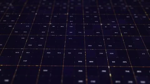 A data grid of streaming numbers changing on digital display. Animation Stock Illustration