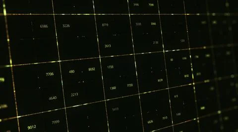 A data grid of streaming numbers changing on digital display. Animation Stock Illustration