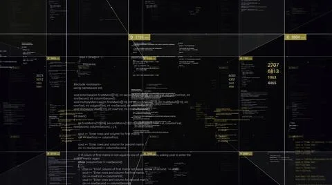 A data grid of streaming numbers changing on display. Animation. Abstract Stock Illustration
