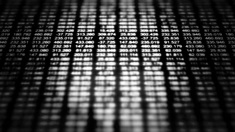A Data Grid of Streaming Numbers Stock Footage 95952021