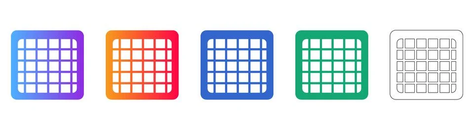 Data Grid Table Icon Set Stock Illustration
