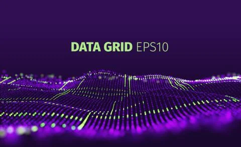Data grid vector abstract background. Particle grid 스톡 일러스트