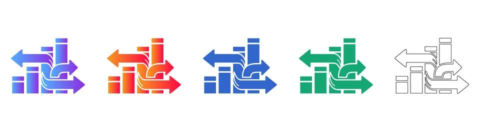 Data Growth and Chart Analysis Icons Stock Illustration