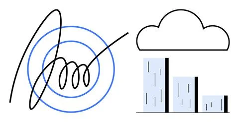 Data Growth and Cloud Technology Concept with Bar Graph and Target Stock Illustration
